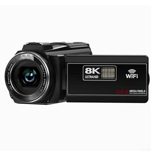 MeevrgR 8K-Videokamera, 64 MP CMOS-Sensor, 18-facher Digitalzoom 4K/60 FPS & Infrarot-Nachtsicht, 7,6 cm (3 Zoll) Touchscreen, WLAN und HD-Ausgang (schwarz) von MeevrgR