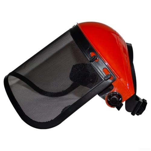Sicherheitskopfbedeckung mit verstellbarer Drahtgittermaske für bequemen Rasenmähschutz (Orange) von MeevrgR