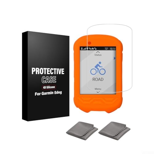 Silikonhülle, HD gehärtete Folie, Fahrrad Stoppuhr Schutzfolie Cover (830 Orange) von MeevrgR