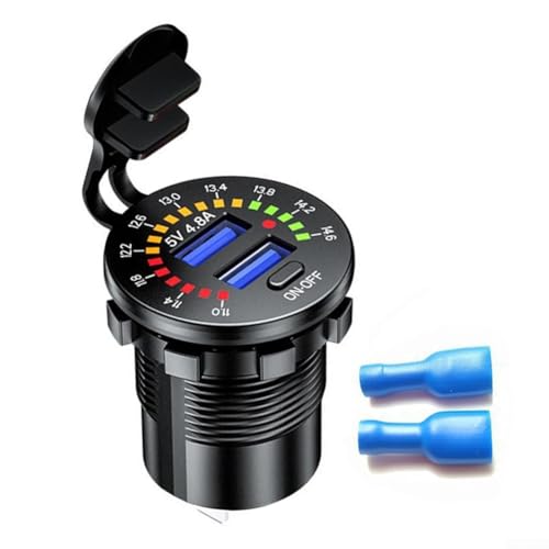 Smart 45W Dual USB Ladegerät mit LED Voltmeter und Netzschalter für mobile Geräte und Tablets (Dual USB) von MeevrgR