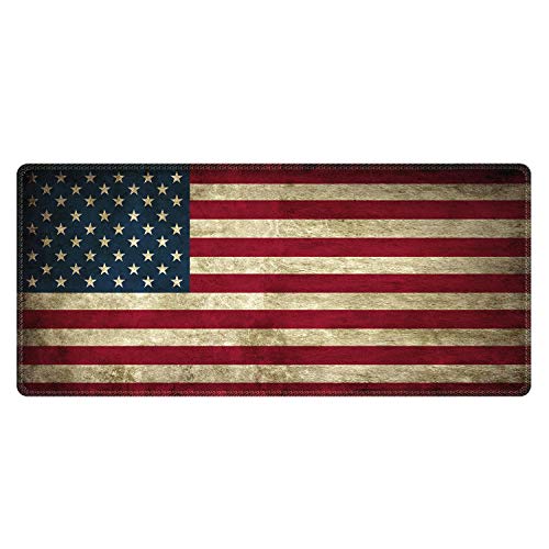 Meffort Inc Extra große, erweiterte Gaming-Schreibtischunterlage, rutschfeste Gummi-Pads, genähte Kanten, XXL-Mauspad, 89,9 x 39,9 cm, USA-Flagge von Meffort Inc