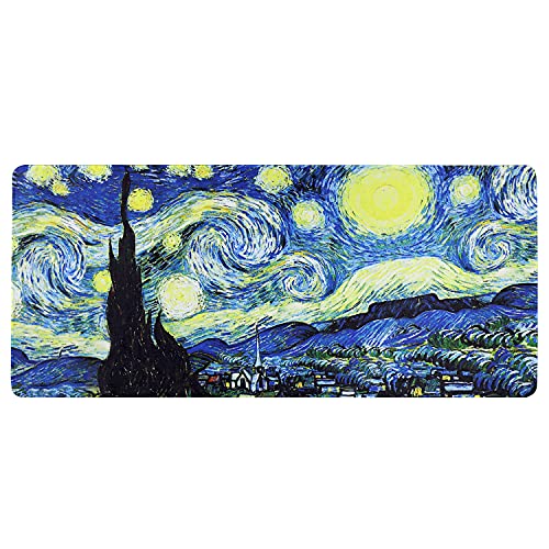 Meffort Inc Extra große Gaming-Schreibtischunterlage, 88,3 x 38,7 cm, Mauspad – The Starring Night von Meffort Inc