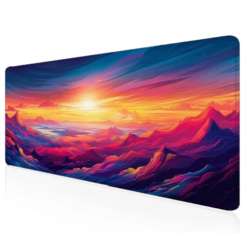 Baum Mousepad XXL 1000x500x3mm Gaming Mauspad Berg Schreibtischunterlage mit Vernähte Kanten Wasserdicht Anti-Rutsch Groß Erweiterter Keyboard Pad für Home Office Computerzubehör F-21 von Mefooge