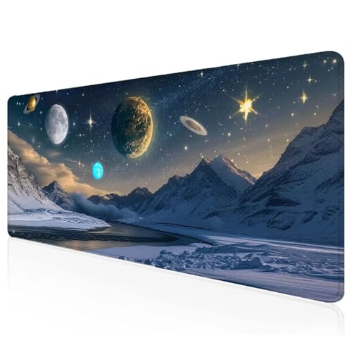 Berg Mousepad XXL 1000x500x3mm Gaming Mauspad Mond Schreibtischunterlage mit Vernähte Kanten Wasserdicht Anti-Rutsch Groß Erweiterter Keyboard Pad für Home Office Computerzubehör F-75 von Mefooge