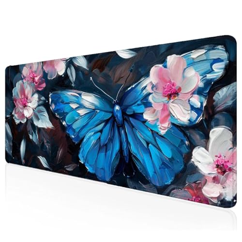 Blau Mousepad XXL 1000x500x3mm Gaming Mauspad Schmetterling Schreibtischunterlage mit Vernähte Kanten Wasserdicht Anti-Rutsch Groß Erweiterter Keyboard Pad für Home Office Computerzubehör G-23 Blau Mousepad XXL 1000x500x3mm Gaming Mauspad Schmetterling Schreibtischunterlage mit Vernähte Kanten Wasserdicht Anti-Rutsch Groß Erweiterter Keyboard Pad für Home Office Computerzubehör G-23 von Mefooge