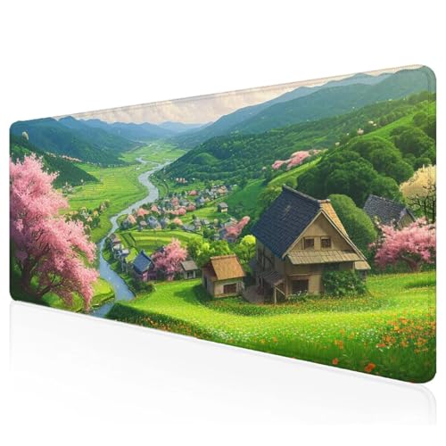 Blume Mousepad XXL 700x400x3mm Gaming Mauspad Baum Schreibtischunterlage mit Vernähte Kanten Wasserdicht Anti-Rutsch Groß Erweiterter Keyboard Pad für Home Office Computerzubehör F-29 von Mefooge