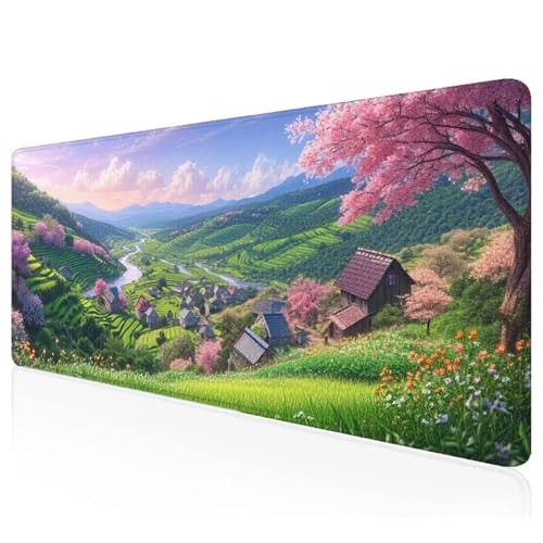 Blume Mousepad XXL 700x400x3mm Gaming Mauspad Baum Schreibtischunterlage mit Vernähte Kanten Wasserdicht Anti-Rutsch Groß Erweiterter Keyboard Pad für Home Office Computerzubehör F-30 von Mefooge