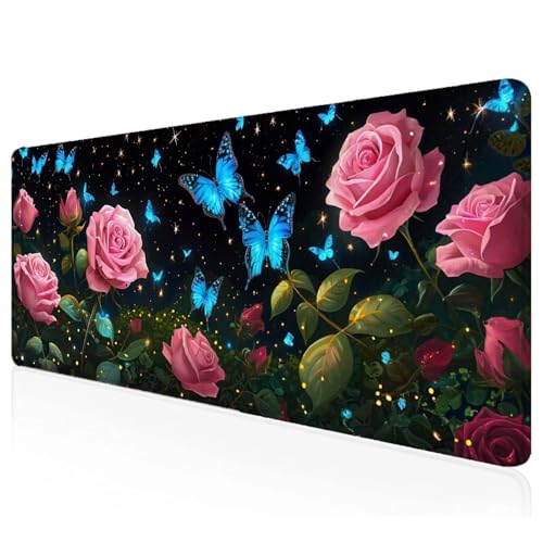 Blume Mousepad XXL 800x400x3mm Gaming Mauspad Schmetterling Schreibtischunterlage mit Vernähte Kanten Wasserdicht Anti-Rutsch Groß Erweiterter Keyboard Pad für Home Office Computerzubehör Y-38 Blume Mousepad XXL 800x400x3mm Gaming Mauspad Schmetterling Schreibtischunterlage mit Vernähte Kanten Wasserdicht Anti-Rutsch Groß Erweiterter Keyboard Pad für Home Office Computerzubehör Y-38 von Mefooge