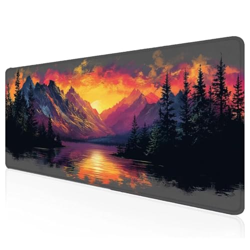 Gaming Mauspad XXL 1200x600x3mm Berg Mousepad Groß Vernähte Kanten Schreibtischunterlage Baum Wasserdicht Anti-Rutsch Gummibasis Keyboard Pad for Home Desk Office Deko,Geschenke F-20 von Mefooge