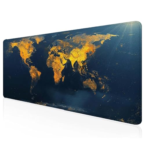 Gaming Mauspad XXL 1200x600x3mm Gelb Mousepad Groß Vernähte Kanten Schreibtischunterlage Karte Wasserdicht Anti-Rutsch Gummibasis Keyboard Pad for Home Desk Office Deko,Geschenke F-98 von Mefooge