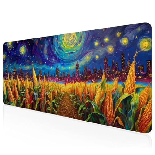Gaming Mauspad XXL 700x300x3mm Gelb Mousepad Groß Vernähte Kanten Schreibtischunterlage Mais Wasserdicht Anti-Rutsch Gummibasis Keyboard Pad for Home Desk Office Deko,Geschenke S-69 von Mefooge