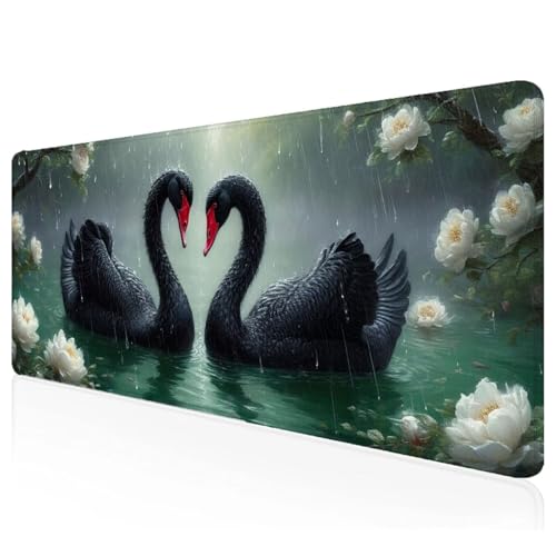 Gaming Mauspad XXL 700x300x3mm Schwarz Mousepad Groß Vernähte Kanten Schreibtischunterlage Schwan Wasserdicht Anti-Rutsch Gummibasis Keyboard Pad for Home Desk Office Deko,Geschenke Z-59 Gaming Mauspad XXL 700x300x3mm Schwarz Mousepad Groß Vernähte Kanten Schreibtischunterlage Schwan Wasserdicht Anti-Rutsch Gummibasis Keyboard Pad for Home Desk Office Deko,Geschenke Z-59 von Mefooge