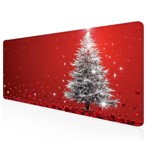 Gaming Mauspad XXL 800x300x3mm Rot Mousepad Groß Vernähte Kanten Schreibtischunterlage Baum Wasserdicht Anti-Rutsch Gummibasis Keyboard Pad for Home Desk Office Deko,Geschenke F-90 von Mefooge