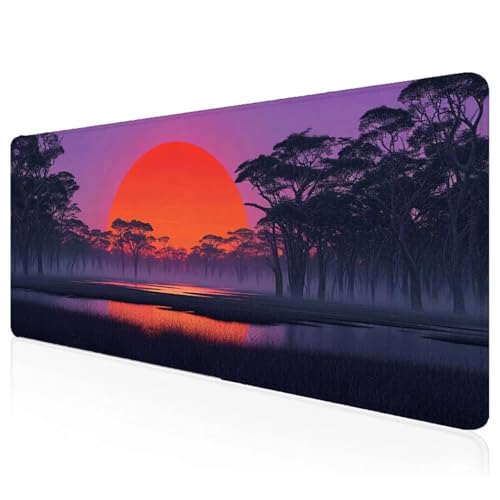 Gaming Mauspad XXL 800x300x3mm Sonnenlicht Mousepad Groß Vernähte Kanten Schreibtischunterlage Baum Wasserdicht Anti-Rutsch Gummibasis Keyboard Pad for Home Desk Office Deko,Geschenke F-72 von Mefooge