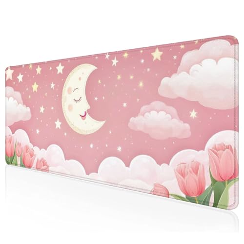 Gaming Mauspad XXL 900x300x3mm Mond Mousepad Groß Vernähte Kanten Schreibtischunterlage Blume Wasserdicht Anti-Rutsch Gummibasis Keyboard Pad for Home Desk Office Deko,Geschenke L-54 Gaming Mauspad XXL 900x300x3mm Mond Mousepad Groß Vernähte Kanten Schreibtischunterlage Blume Wasserdicht Anti-Rutsch Gummibasis Keyboard Pad for Home Desk Office Deko,Geschenke L-54 von Mefooge