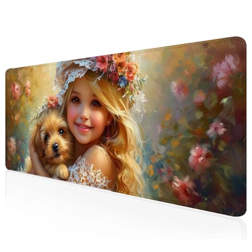 Gaming Mauspad XXL 900x600x3mm Mädchen Mousepad Groß Vernähte Kanten Schreibtischunterlage Hund Wasserdicht Anti-Rutsch Gummibasis Keyboard Pad for Home Desk Office Deko,Geschenke Z-39 Gaming Mauspad XXL 900x600x3mm Mädchen Mousepad Groß Vernähte Kanten Schreibtischunterlage Hund Wasserdicht Anti-Rutsch Gummibasis Keyboard Pad for Home Desk Office Deko,Geschenke Z-39 von Mefooge