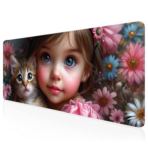Mädchen Mousepad XXL 800x400x3mm Gaming Mauspad Kat Schreibtischunterlage mit Vernähte Kanten Wasserdicht Anti-Rutsch Groß Erweiterter Keyboard Pad für Home Office Computerzubehör Z-92 Mädchen Mousepad XXL 800x400x3mm Gaming Mauspad Kat Schreibtischunterlage mit Vernähte Kanten Wasserdicht Anti-Rutsch Groß Erweiterter Keyboard Pad für Home Office Computerzubehör Z-92 von Mefooge