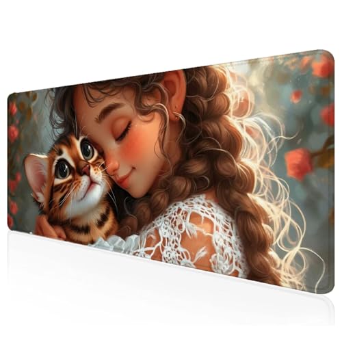 Mädchen Mousepad XXL 900x400x3mm Gaming Mauspad Kat Schreibtischunterlage mit Vernähte Kanten Wasserdicht Anti-Rutsch Groß Erweiterter Keyboard Pad für Home Office Computerzubehör Z-57 Mädchen Mousepad XXL 900x400x3mm Gaming Mauspad Kat Schreibtischunterlage mit Vernähte Kanten Wasserdicht Anti-Rutsch Groß Erweiterter Keyboard Pad für Home Office Computerzubehör Z-57 von Mefooge