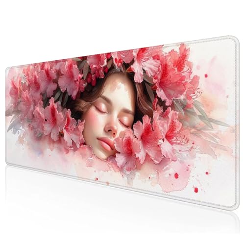 Rosa Mousepad XXL 900x400x3mm Gaming Mauspad Mädchen Schreibtischunterlage mit Vernähte Kanten Wasserdicht Anti-Rutsch Groß Erweiterter Keyboard Pad für Home Office Computerzubehör F-25 von Mefooge