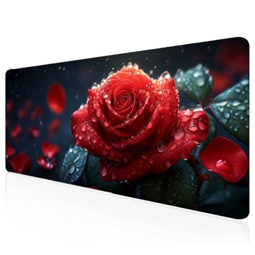 Rot Mousepad XXL 1000x500x3mm Gaming Mauspad Rose Schreibtischunterlage mit Vernähte Kanten Wasserdicht Anti-Rutsch Groß Erweiterter Keyboard Pad für Home Office Computerzubehör F-67 Rot Mousepad XXL 1000x500x3mm Gaming Mauspad Rose Schreibtischunterlage mit Vernähte Kanten Wasserdicht Anti-Rutsch Groß Erweiterter Keyboard Pad für Home Office Computerzubehör F-67 von Mefooge