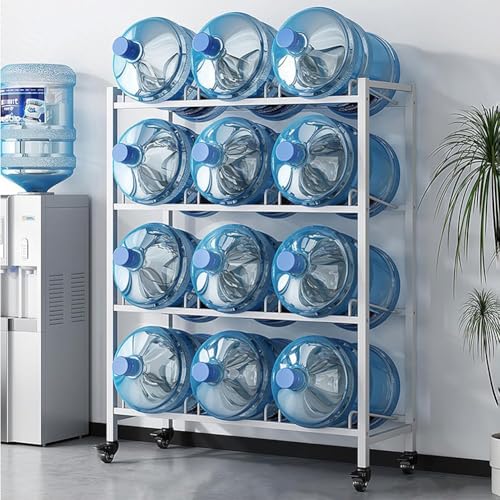 MegLob Rolling 5 Gallonen Wasserflaschenhalter, Mobiler Wasserkühler -Krughalter, Abnehmbarer Hochleistungswasserspender Rack Mit Großer Kapazitätsflaschen Mit Rädern,White l for 12 von MegLob
