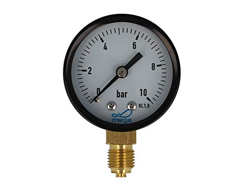 MEGA Druckmanometer 0-10 bar - 1/4 Zoll Anschluss nach Unten Radial Ø 50 mm MEGA Druckmanometer 0-10 bar - 1/4 Zoll Anschluss nach Unten Radial Ø 50 mm von Mega Group