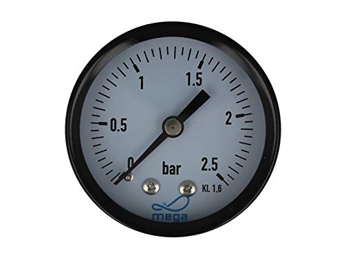 MEGA Druckmanometer 0-2,5 bar - 1/4 Zoll Anschluss nach Hinten Axial Ø 50 mm von Mega Group