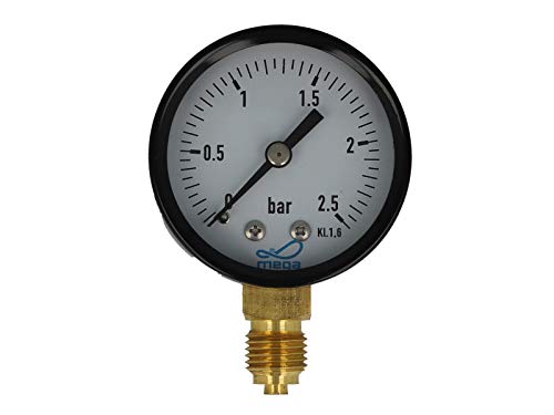 MEGA Druckmanometer 0-2,5 bar - 1/4 Zoll Anschluss nach Unten Radial Ø 50 mm von Mega Group