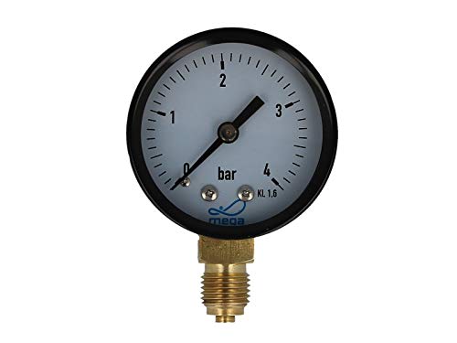 MEGA Druckmanometer 0-4 bar - 1/4 Zoll Anschluss nach Unten Radial Ø 50 mm von Mega Group