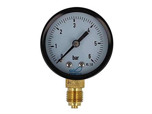 MEGA Druckmanometer 0-6 bar - 1/4 Zoll Anschluss nach Unten Radial Ø 50 mm von Mega Group