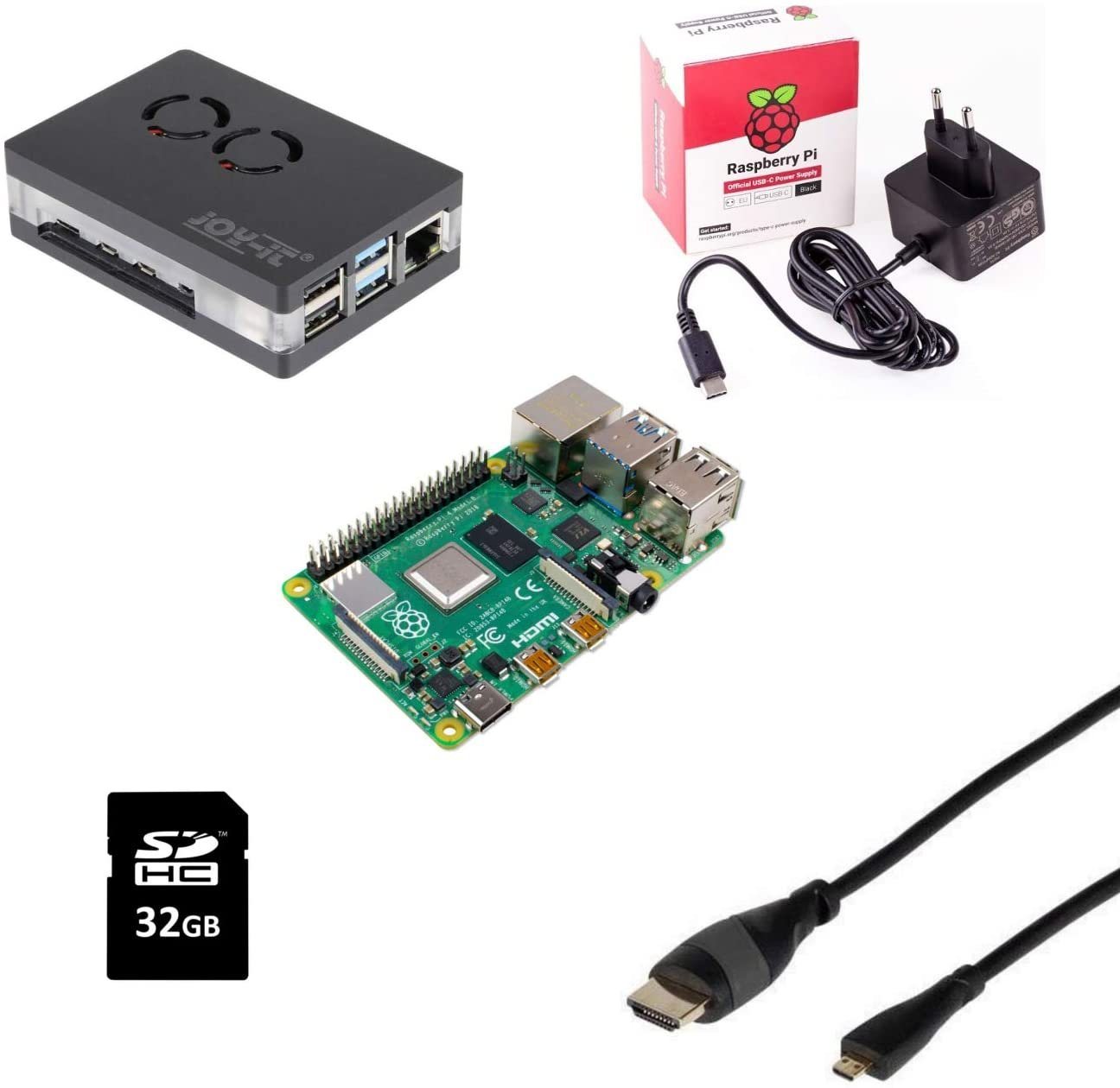 MegaComputerWorld Raspberry Pi 4, 4 oder 8GB/Gehäuse/Netzteil/32GB SD Card/HDMI Kabel Mini-PC (4 GB HDD) von MegaComputerWorld