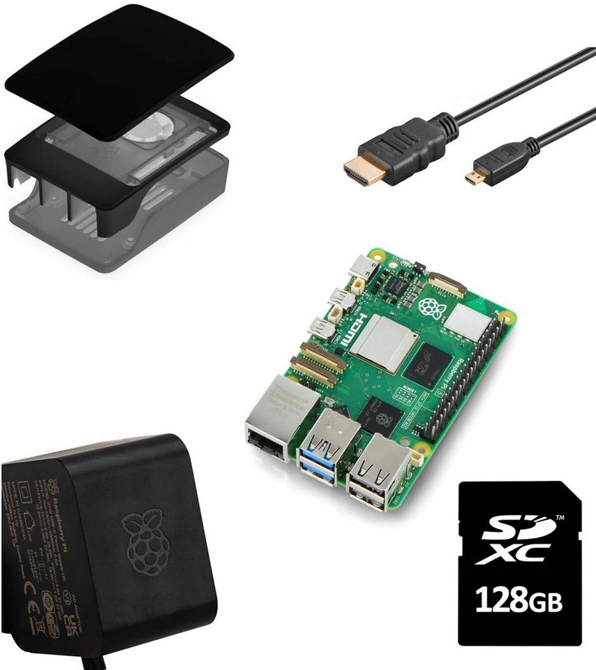 MegaComputerWorld Set / Raspberry Pi 5 / 128GB SD Card / Netzteil / Gehäuse / HDMI Mini-PC (4 GB RAM) von MegaComputerWorld