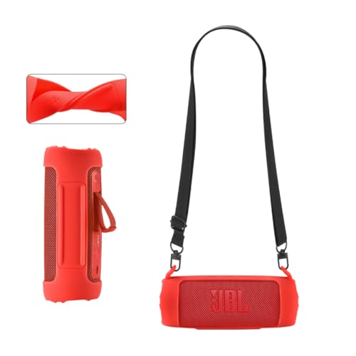 Silikon-Schutzhülle, kompatibel mit JBL Flip 7, tragbar, kabelloser Lautsprecher, Subwoofer, widerstandsfähig, sturzfest, verstellbarer Schultergurt, Bergsteigen, Wandern, Outdoor, Reisen, Tragen (rot Silikon-Schutzhülle, kompatibel mit JBL Flip 7, tragbar, kabelloser Lautsprecher, Subwoofer, widerstandsfähig, sturzfest, verstellbarer Schultergurt, Bergsteigen, Wandern, Outdoor, Reisen, Tragen (rot von MegaDive