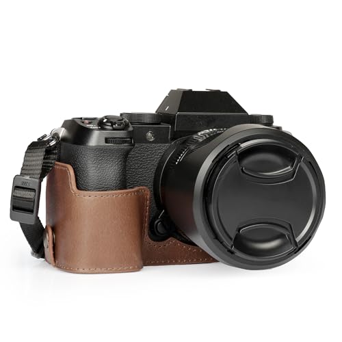 MegaGear Echtleder-Halbkameratasche für Fujifilm X-S20 – stilvolle und schützende Tasche für Digitale Fotografie (Braun) von MegaGear