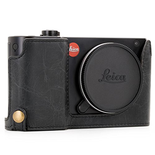 MegaGear Ever Ready Echtleder Kamera-Halbtasche mit Trageriemen und Batteriezugang für Leica TL2, TL schwarz von MegaGear