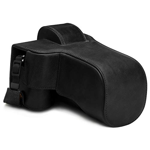 MegaGear Ever Ready MG1815 Kameratasche aus Echtleder, kompatibel mit Nikon Z50 (50-250 mm), Schwarz von MegaGear
