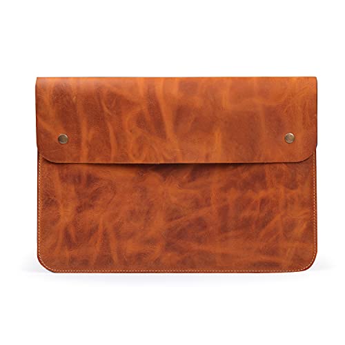 MegaGear Genuine Leather MacBook Bag for 15 & 16 Inch - Camel von MegaGear