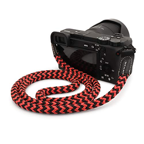 MegaGear Handgelenkschlaufe für SLR, DSLR-Kamera, groß, Schwarz/Rot MG, Large - 100cm/39inc von MegaGear