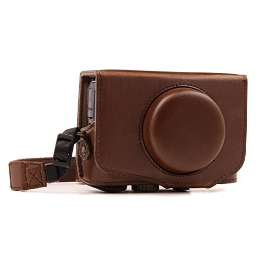 MegaGear MG1174 Canon PowerShot SX740 HS, SX730 HS Ever Ready Leder Kameratasche - Dunkelbraun von MegaGear