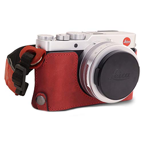 MegaGear MG1695 Ever Ready Kameratasche aus Echtleder, kompatibel mit Leica D-Lux 7, Rot von MegaGear