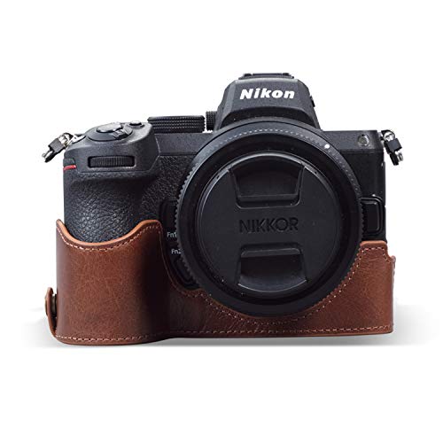 MegaGear MG1945 Ever Ready Echtleder Kamera-Halbtasche mit Trageriemen kompatibel mit Nikon Z5 - Braun von MegaGear