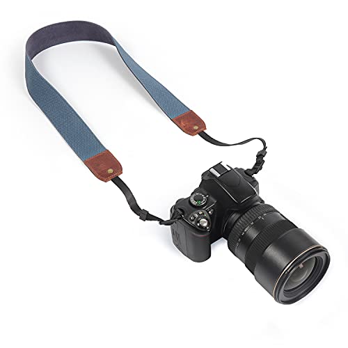 MegaGear MG1995 Canvas & Echtleder Verstellbarer Schulter- oder Nackenriemen (Braun/Blau) von MegaGear