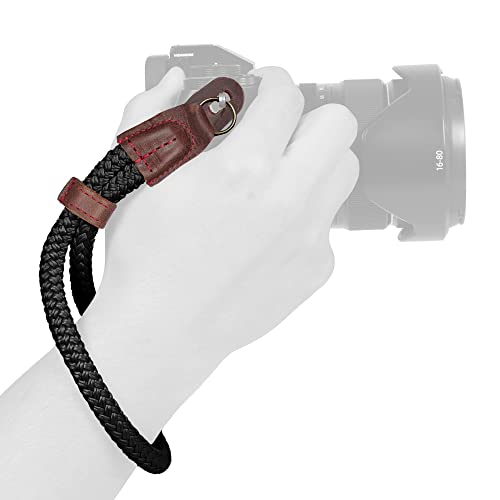 MegaGear MG939 Baumwollkamera Handgelenkschlaufe Komfortpolsterung, Sicherheit für alle Kamera |Klein 23cm/9inc| (schwarz) von MegaGear