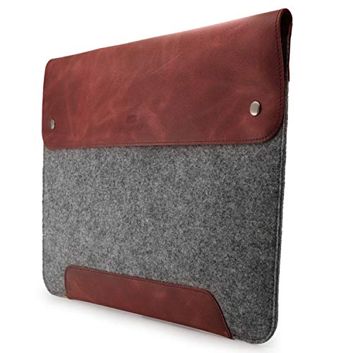 MegaGear MacBook-Tasche aus echtem Leder und Fleece,Laptop-Hülle für MacBook Pro und MacBook Air,14 Zoll,13 Zoll (M2,M2 Pro,M2 Max,M1), 13,3 Zoll, iPad Pro 12,9 Zoll, Modelle 2020,2021,2022 und 2023 von MegaGear