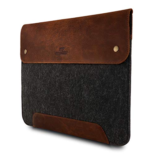 MegaGear MacBook-Tasche aus echtem Leder und Fleece,Laptop-Hülle für MacBook Pro und MacBook Air,14 Zoll,13 Zoll (M2,M2 Pro,M2 Max,M1), 13,3 Zoll, iPad Pro 12,9 Zoll, Modelle 2020,2021,2022 und 2023 von MegaGear