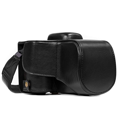 MegaGear Nikon D3400 (18-55) Ever Ready Leder Kamera-Case mit Trageriemen und Batteriezugang schwarz MG856 von MegaGear