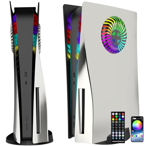 Faceplates with Kühlöffnungen RGB-Licht für PS5 Konsole, Cover Ersatzplatten Shell Zubehör Anti-Scratch Dustproof, mit LED-Beleuchtungspaket für Playstation 5 Disc Edition (Galvanisiertes Silber) Faceplates with Kühlöffnungen RGB-Licht für PS5 Konsole, Cover Ersatzplatten Shell Zubehör Anti-Scratch Dustproof, mit LED-Beleuchtungspaket für Playstation 5 Disc Edition (Galvanisiertes Silber) von Megadream