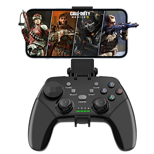 Megadream Wireless Mobile Gaming Controller Gamepad for iPhone/Android/iPad/PC/Switch/PS4/PC Joystick with Phone Holder, Supported Cloud Game, Streaming on PS5/Xbox, Turbo, COD (Schwarz) von Megadream