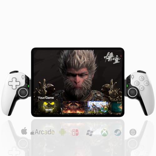 Megadream Mobiles Gamepad für iPhone/iPad/Android/Tablet/Switch/PS4/PC, Kabellos, Ergonomisches Design, Lange Akkulaufzeit, Unterstützt Mehrere Spiele (weiß) von Megadream