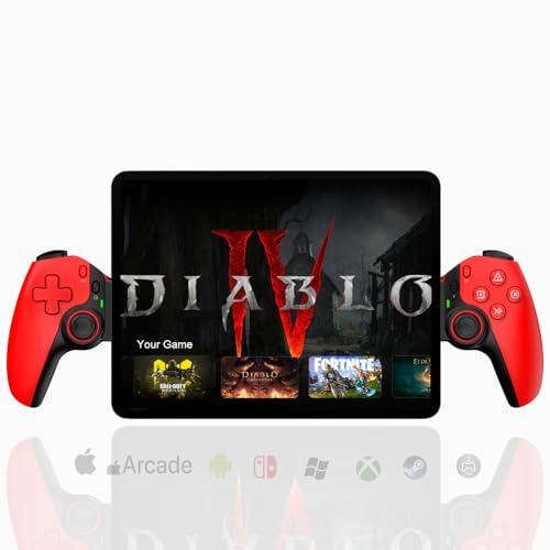 Megadream Mobiles Gamepad für iPhone/iPad/Android/Tablet/Switch/PS4/PC, Kabellos, Ergonomisches Design, Lange Akkulaufzeit, Unterstützt Mehrere Spiele (rot) von Megadream